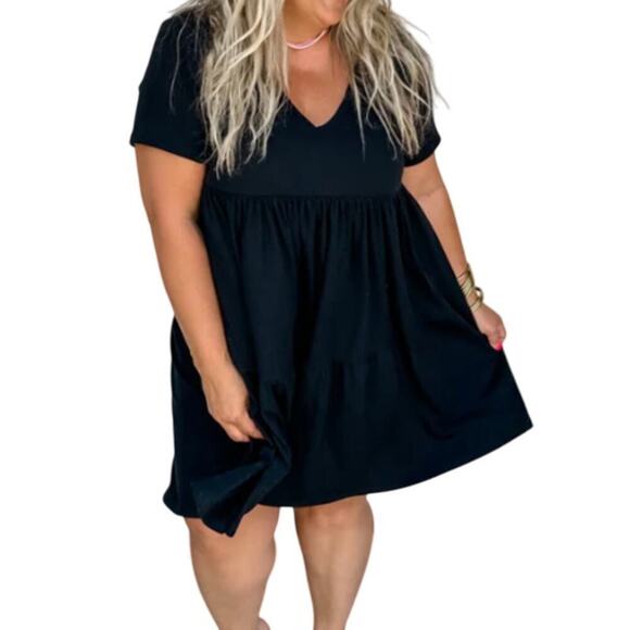 Blakely Dresses & Skirts - Blakely Stormi Tiered Ribbed Dress in Black, Size S/M​​